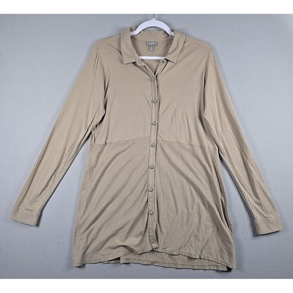 J Jill Tunic Top Shirt Dress Womens Sz M Button Down Collared Pima Cotton Modal